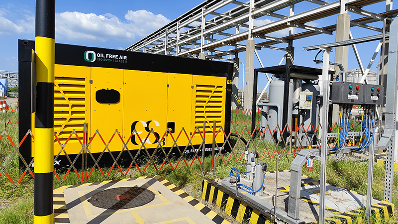 柴驅無油空壓機租賃現場
